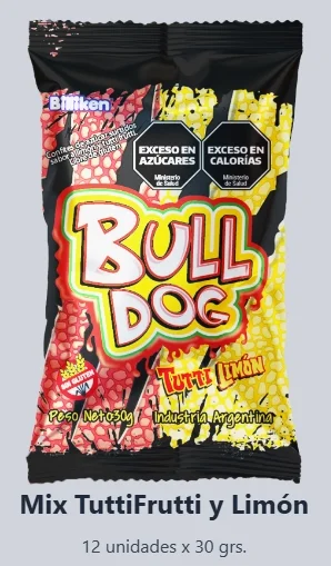 BULL DOG PASTILLAS MIX TUTTI/LIMON X 12 UN.